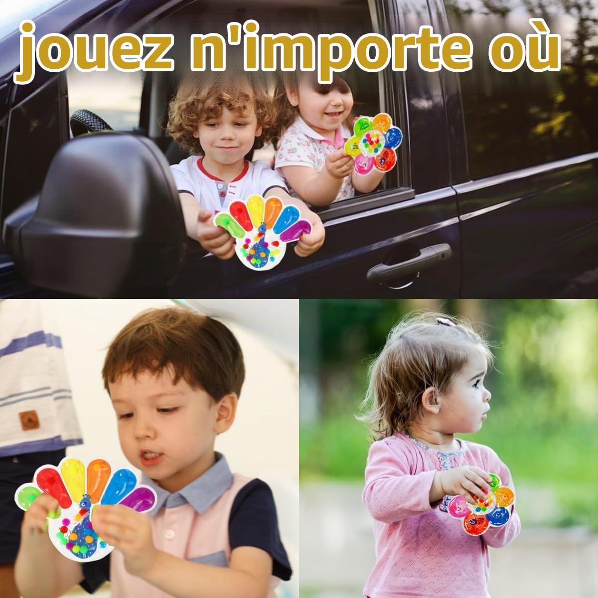 2x Jouet Sensoriel de Tri des Couleurs, Anti Stress Enfant Jouet Sensoriel Anti Stress pour Enfants, Montessori Squeeze Jouet pour TDAH et Autisme, développer la Motricité Fine des Tout Petits