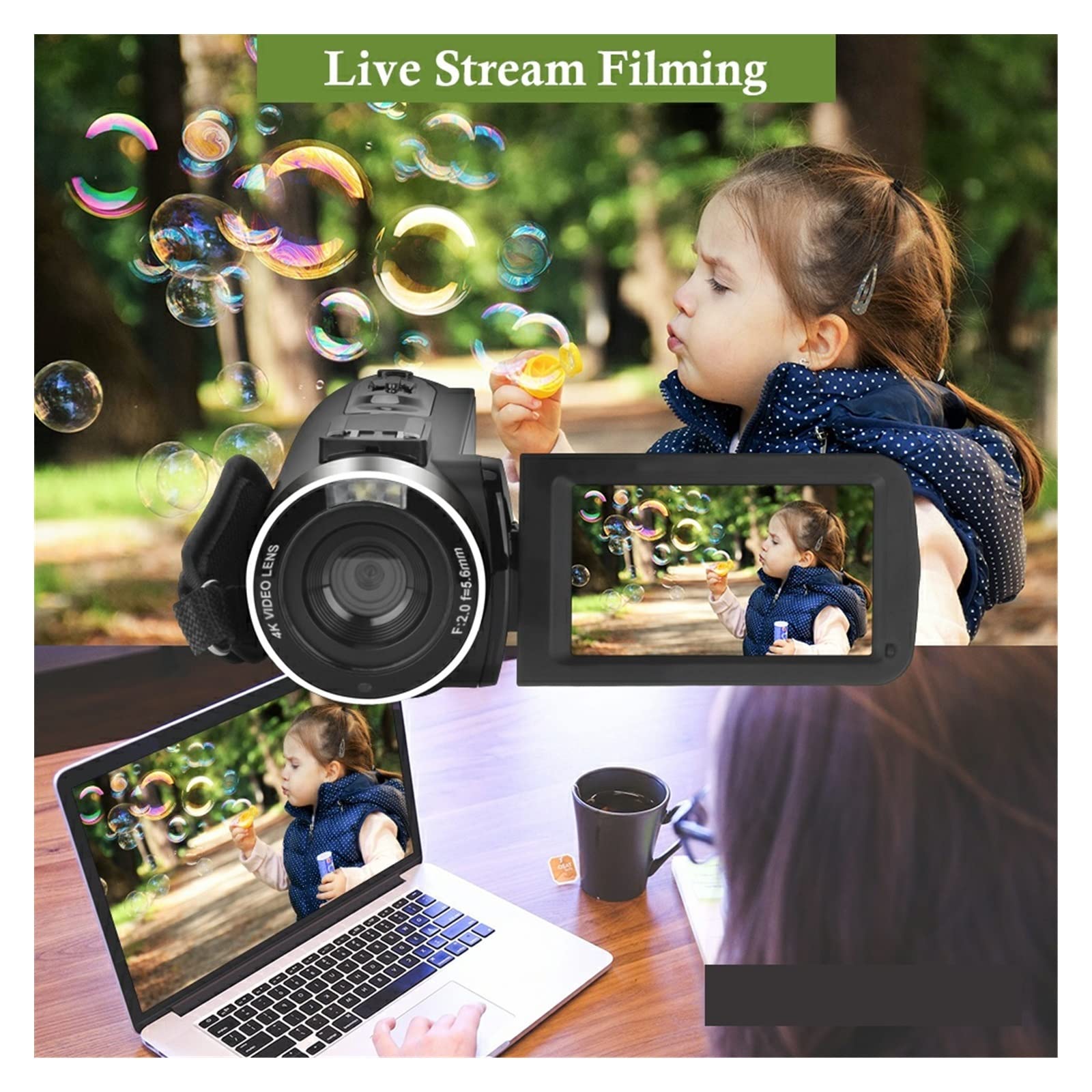 Cyfrowa kamera wideo 48MP 4K cyfrowy aparat fotograficzny do fotografii Vlog wideo kamera cyfrowa transmisja na żywo kamera internetowa automatyczne ustawianie ostrości kamera Uchwyć każdą chwilę w ży