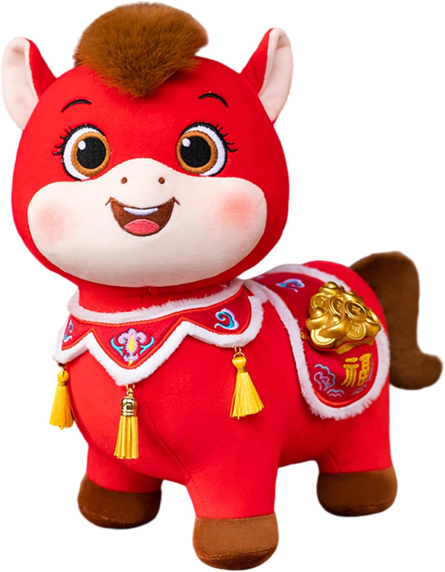 Year of The Horse 2026 Horse Plush Stuffed Animal Toy Chinese New Year Decorations 7.9 Inch Cute Mascot Figurine for Home Decor Gifts Indoor Outdoor, Chinese New Decorations
