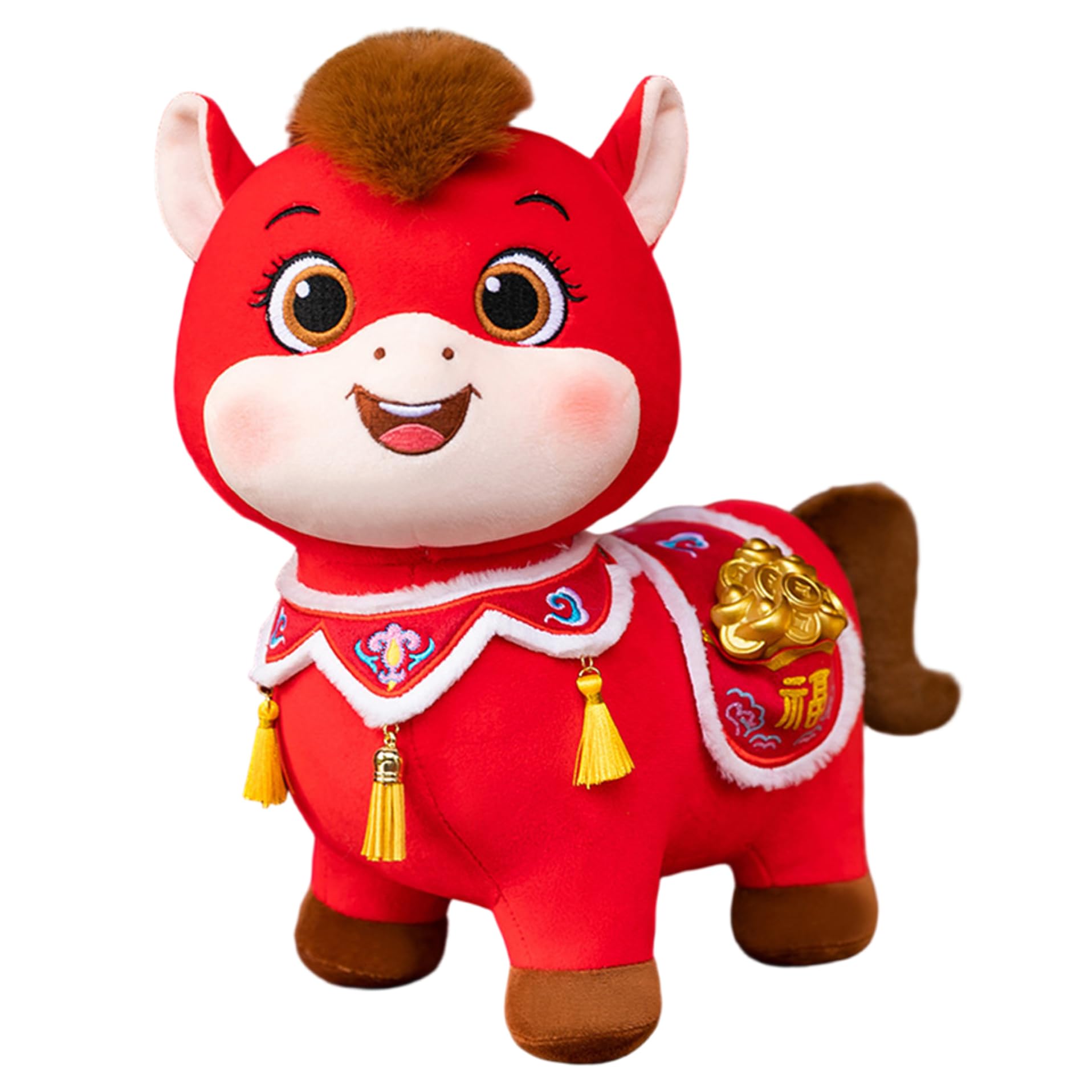 Year of The Horse 2026 Horse Plush Stuffed Animal Toy Chinese New Year Decorations 7.9 Inch Cute Mascot Figurine for Home Decor Gifts Indoor Outdoor, Chinese New Decorations