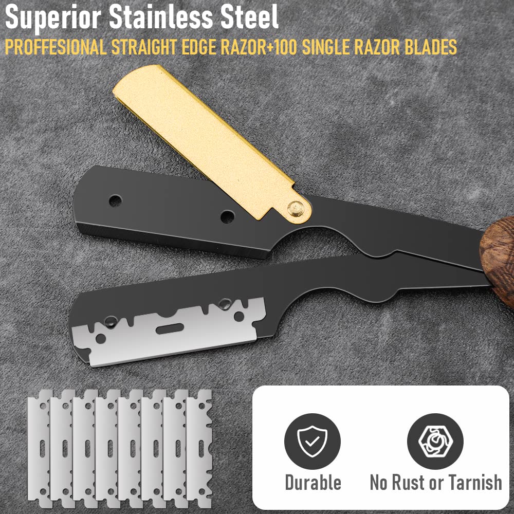 Vincent 58MM Ice Razor Collection Del Segno Straight Razor, Red Mahogany