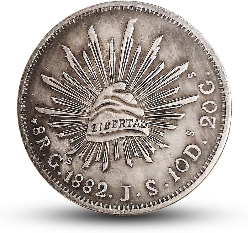 1882 Mexico 8 Reales Antique Silver Coins, North America Ancient Coin, Mexican Eagle Dollar Old Coins for Collectors, Retro World Silver Dollar Set, Historical Lucky Commemorative Gifts (MX 1882)