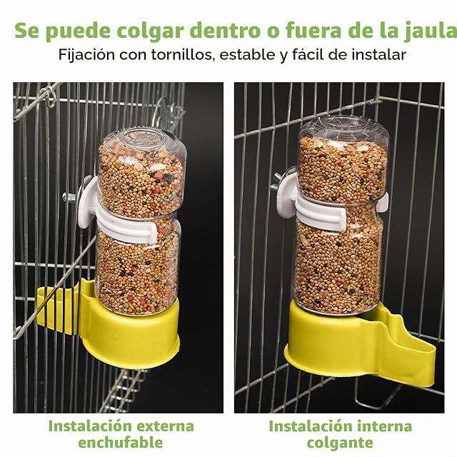 Foto 5 de 7 de Noaxylic 3 Piezas 2 in 1 Juego de Bebedero y Comedero para Pájaros