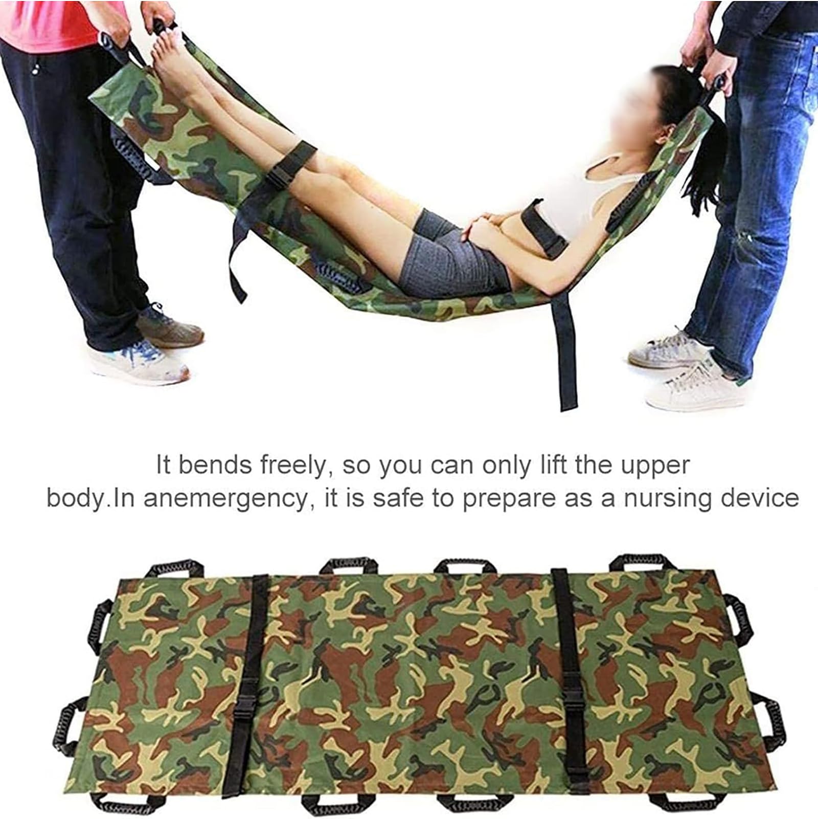 Générique Civière Pliante épaisse pour la Maison 12 Poignées Civière Familiale Souple de Premiers Secours avec Sac à Main Unité de Transport Portable Simple et Souple pour Les Travaux