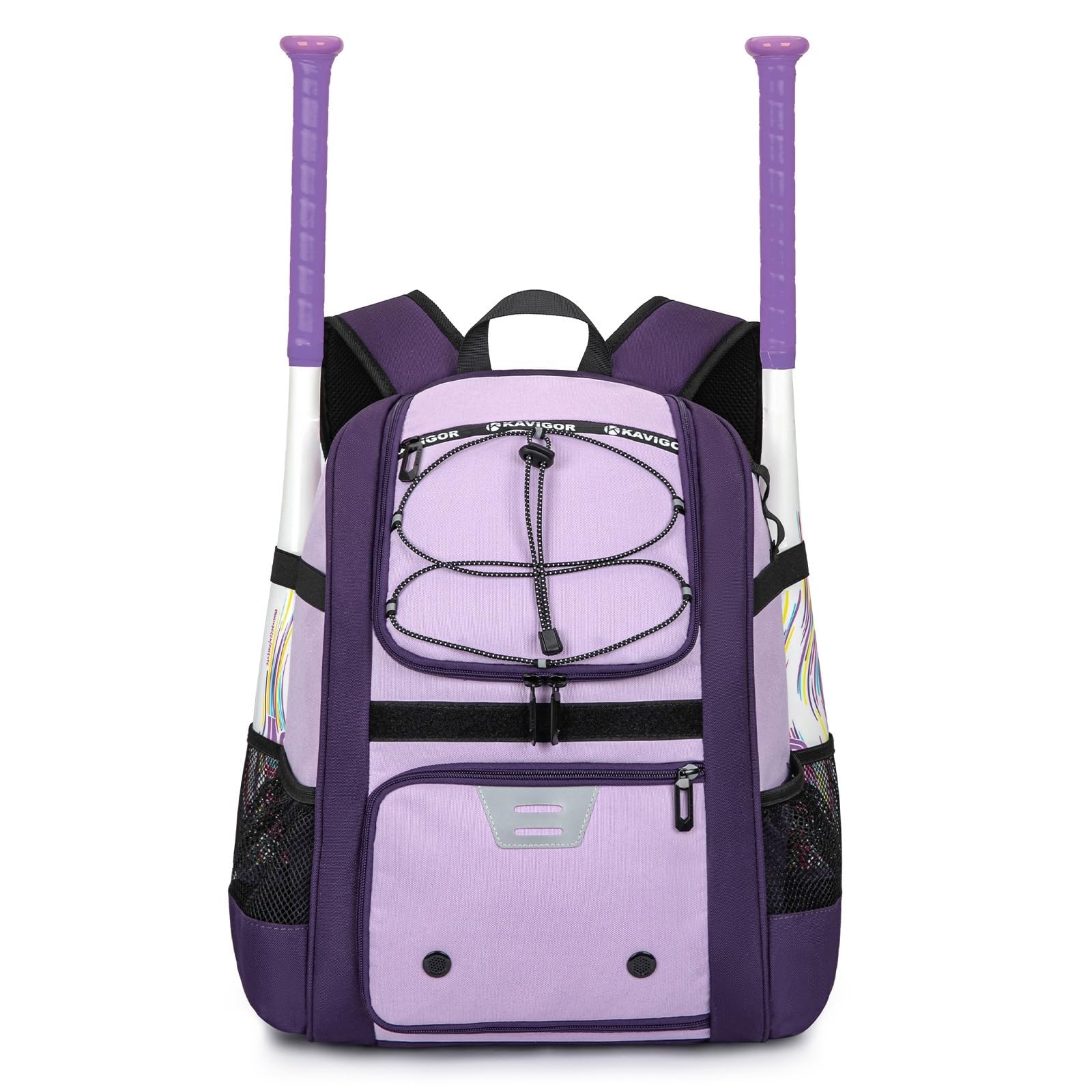 KAVIGOR Youth Baseball Bag, Softball Bag for Girls & Boys, Kids Tball Backpack with Shoes Compartment