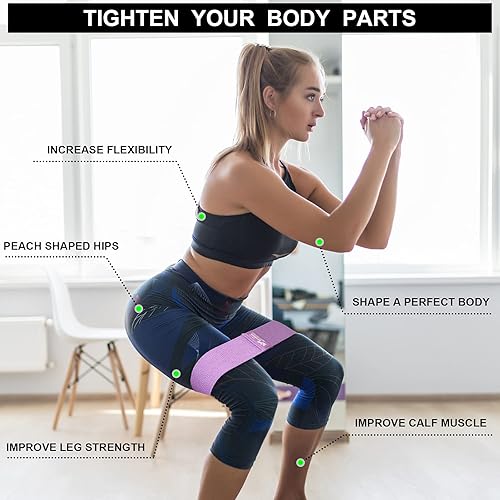 Miniatura 4 de ecotom Bandas de botín antideslizantes, bandas de entrenamiento de ejercicio, bandas de resistencia de 3 niveles para piernas y culos, juego con