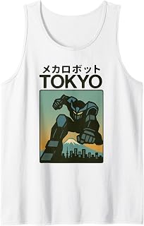 Mecha Robot Fighting Pose Boys Vintage Japanese Poster Tokyo Tank Top