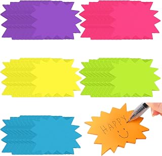 Crtiin 1200 Sheets Starburst Sticky Notes Neon Fluorescent Starburst Signs for Retail Price Tag Multicolor Fun Sticky Notes Shapes Cutout Cute for Classroom School Office(2.76 x 1.97'')