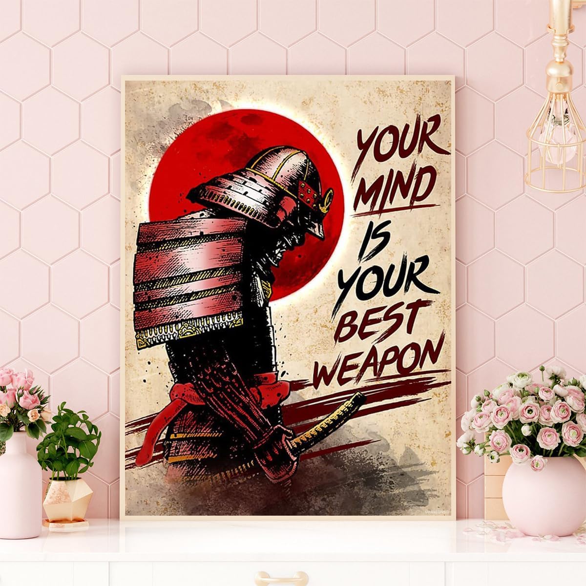 UPABLUNSO Samurai Japanese Culture Diamond Your Mind is Your Best Weapon Painting Kit for Adults Diamond Art Painting by Number Kits Gem Art Wall Home Decor 12x16 inch