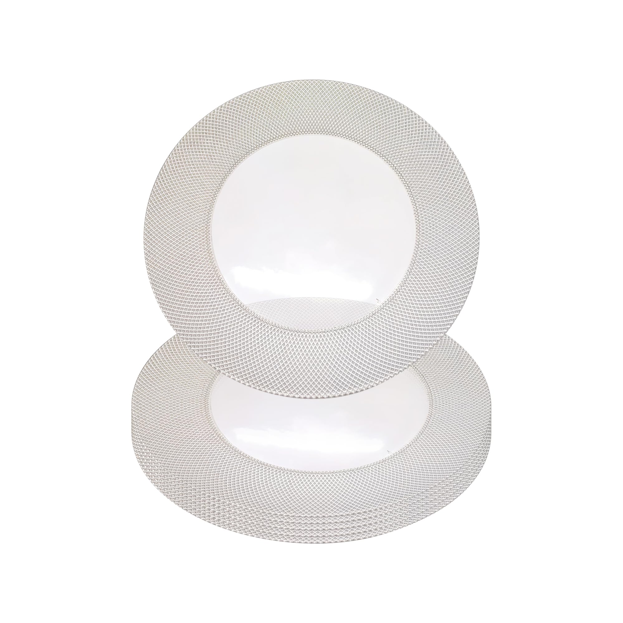 WedDecor Set di 6 sottopiatti rotondi da 33 cm, per centrotavola, presentazioni, matrimoni, banchetti, decorazioni da tavola per feste di Natale, colore: argento a scacchi