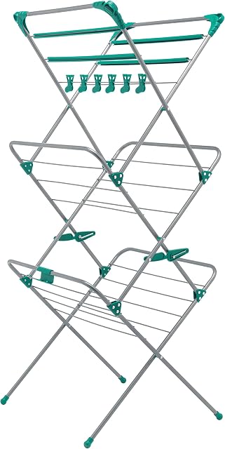 Addis 514445 Deluxe 3 Tier Airer, Metallic Aqua, 14 metres