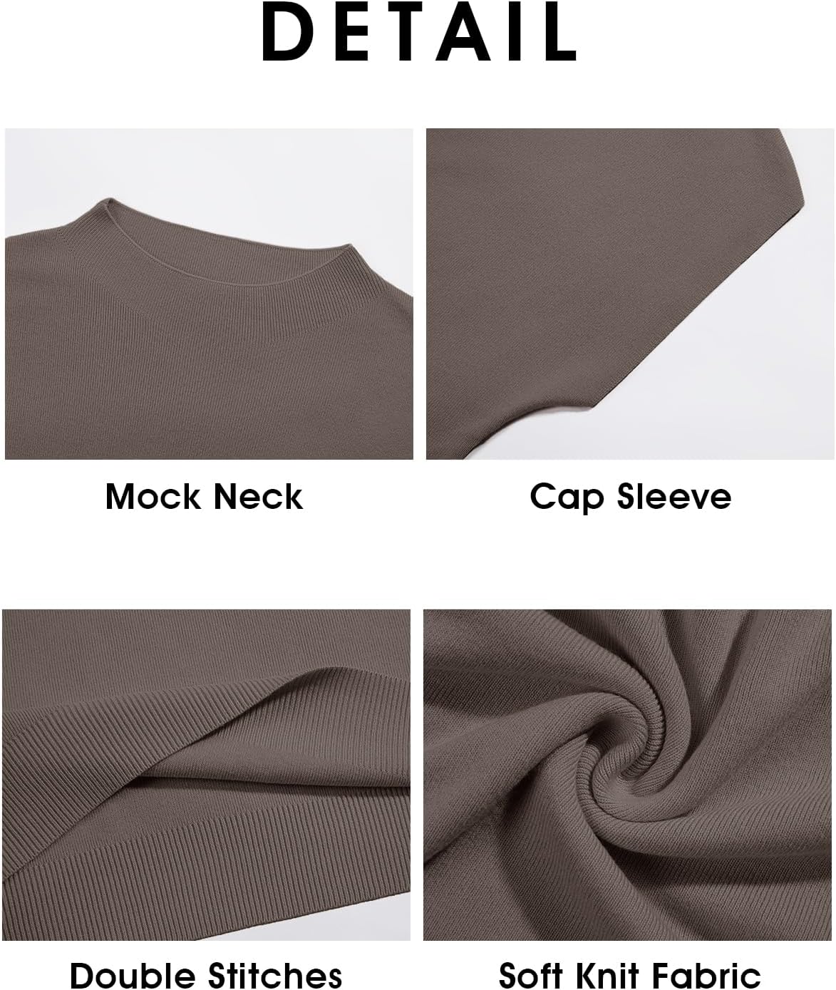 Saodimallsu Womens Short Sleeve Sweater Mock Neck Summer Casual Basic Knit Slim Fitted Pullover Tops Shirt - Image 5