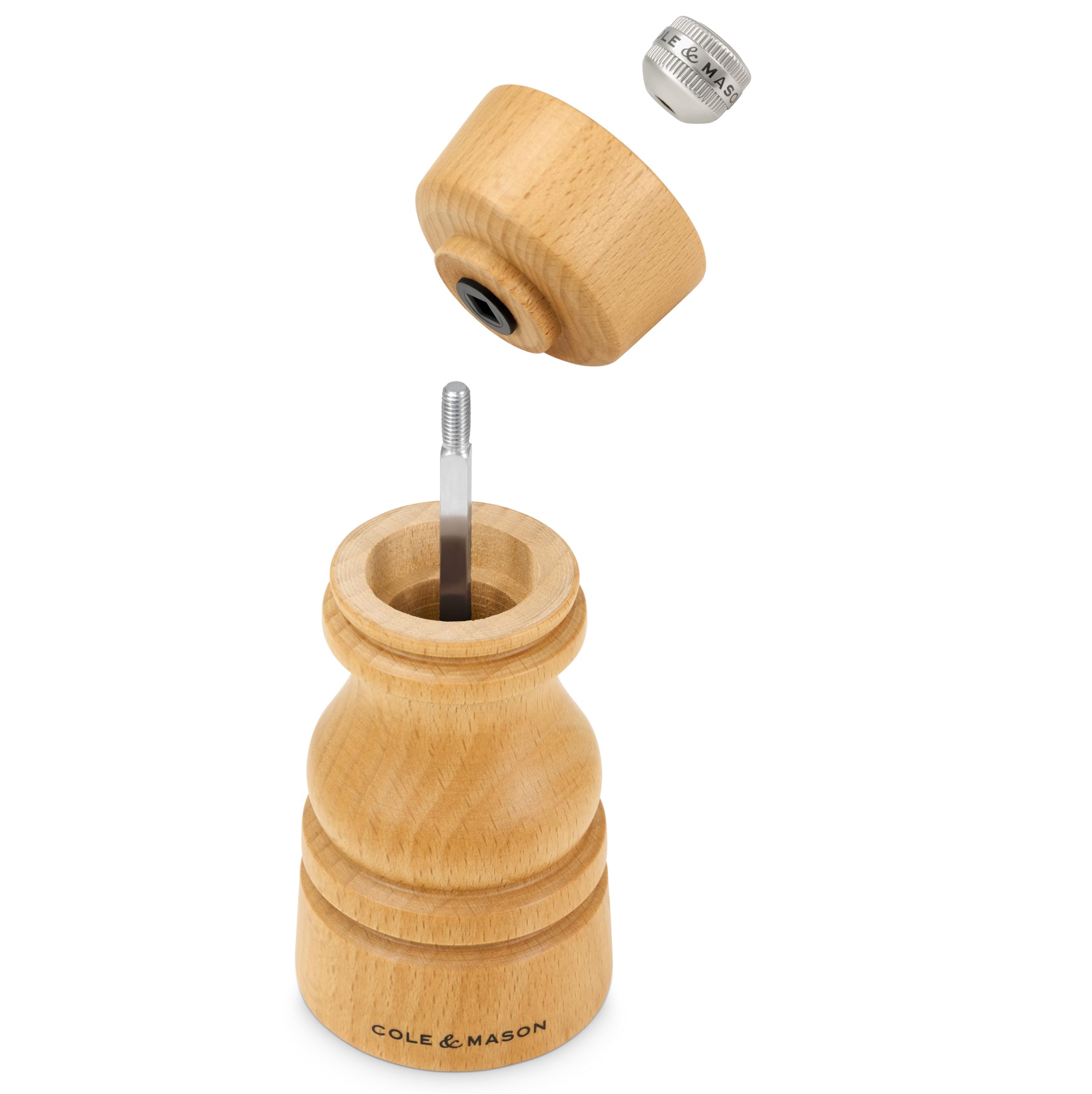 Cole & Mason Juego de Regalo London con Salero y Molinillo de Pimienta, 130 mm / 5", Madera de Haya Natural, Mecanismo de Molienda de Cerámica Afilada