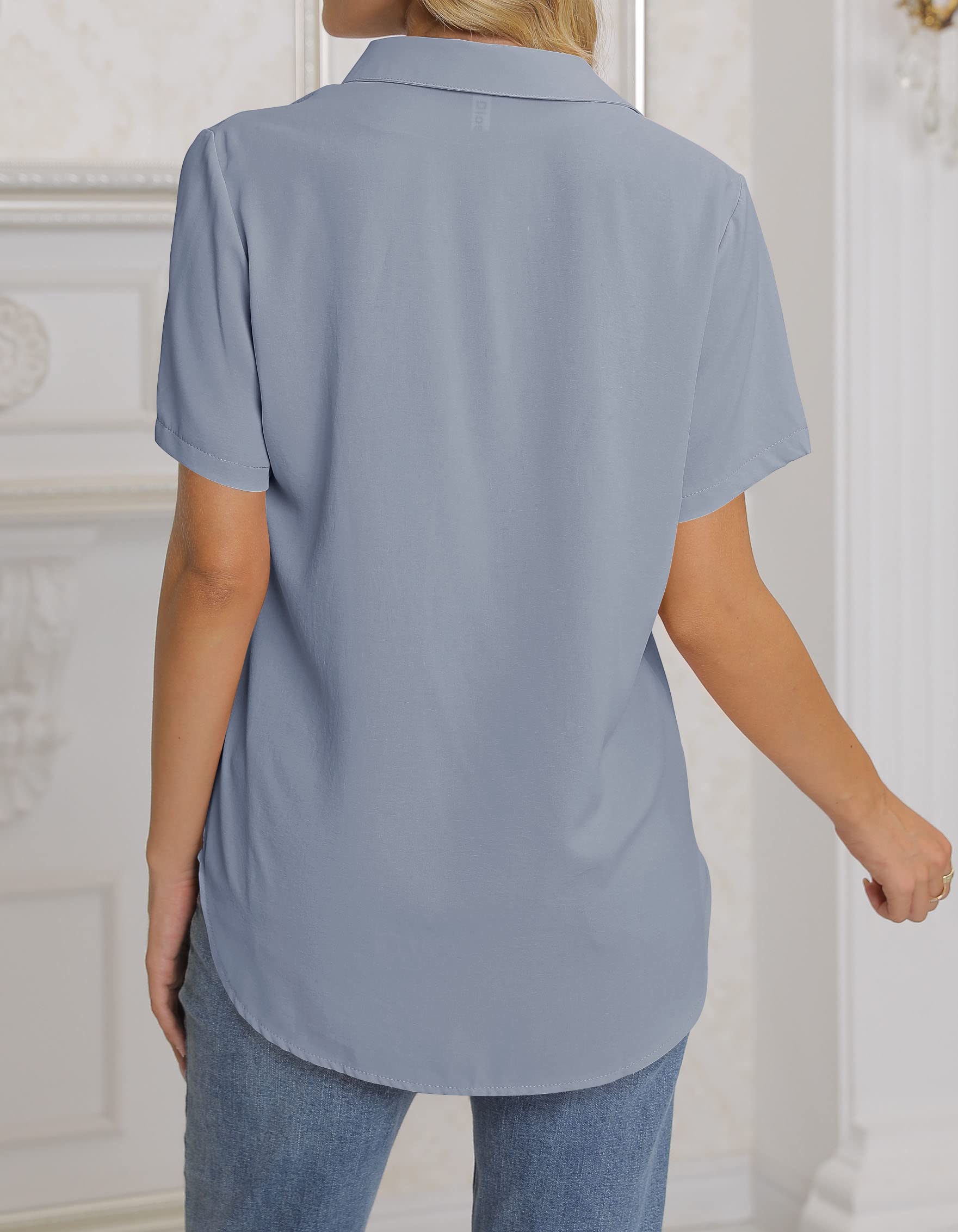 NONSAR Camicia da Donna con Scollo a V, Elegante, a Maniche Lunghe, Casual, da Lavoro, con Bottoni, a Maniche Lunghe
