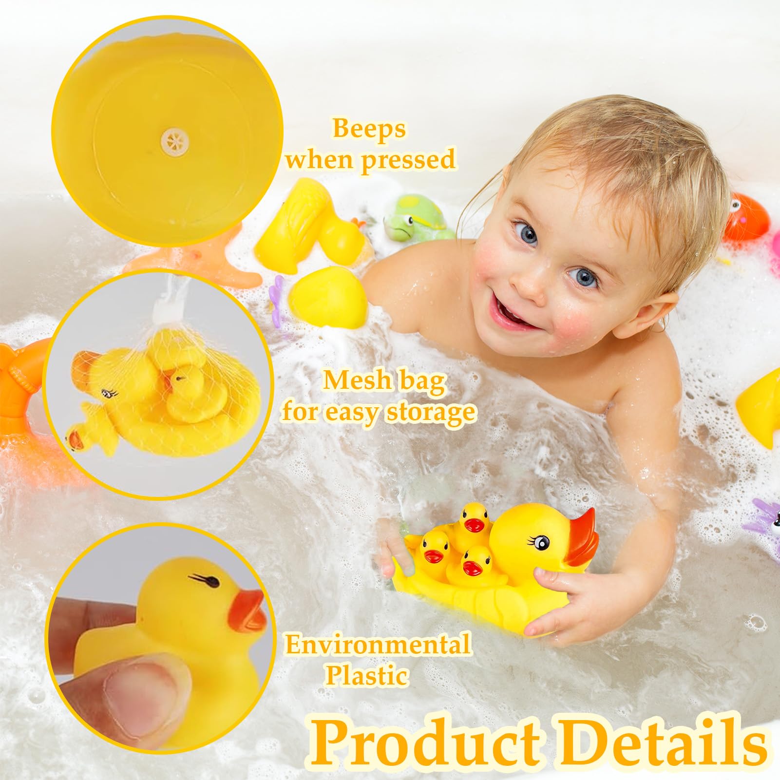 4-teiliges Baby Badespielzeug Entenfamilie - Quietschenten Für Badewanne & Pool