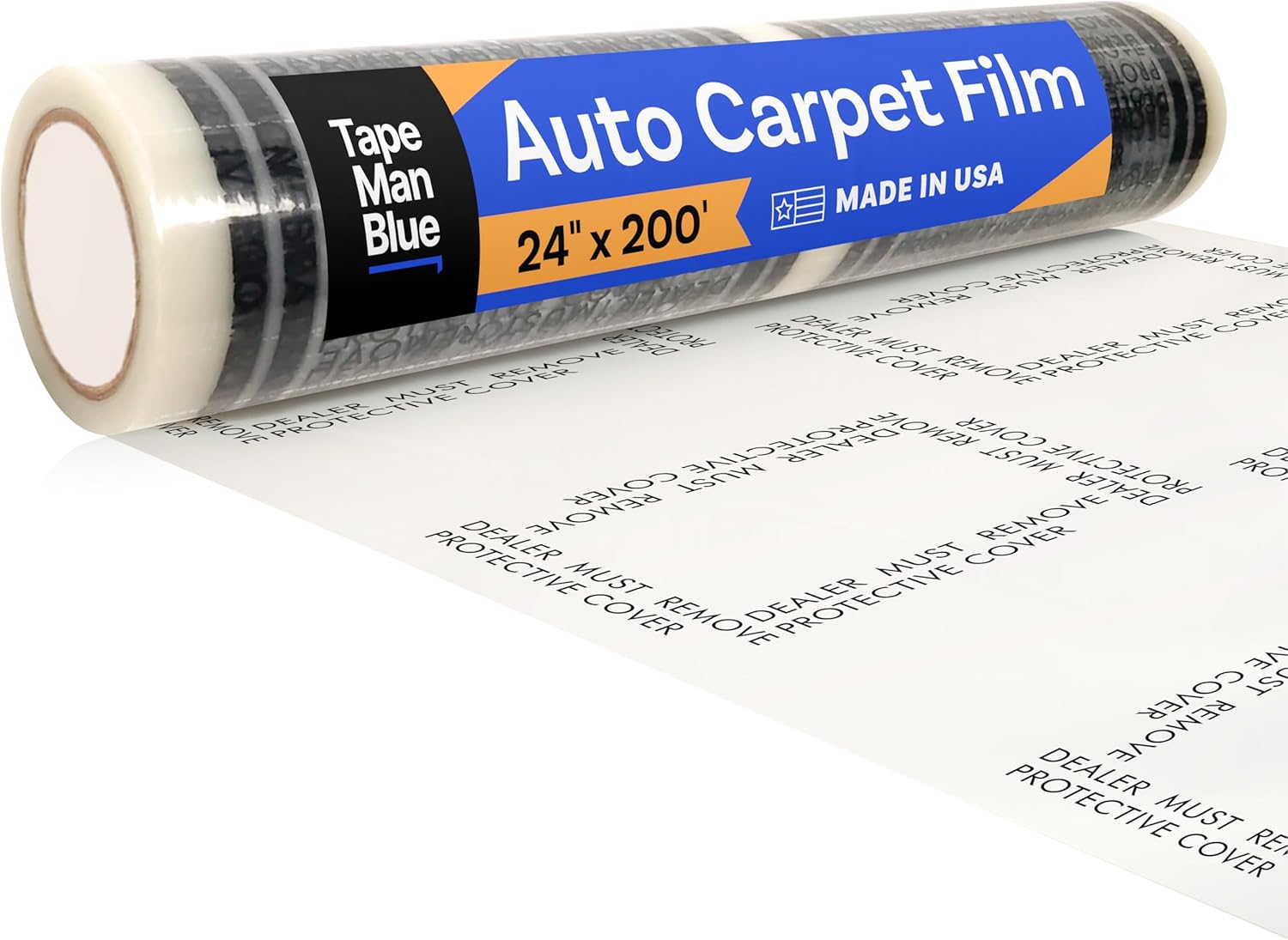 Auto Carpet Film, 24” Roll with 21” Perforation, 4 Mils Thick, Dealer Must Remove Protective Cover, Plastic Floor Mats for Car Carpet Protection, Made in USA (24" x 200' Roll)