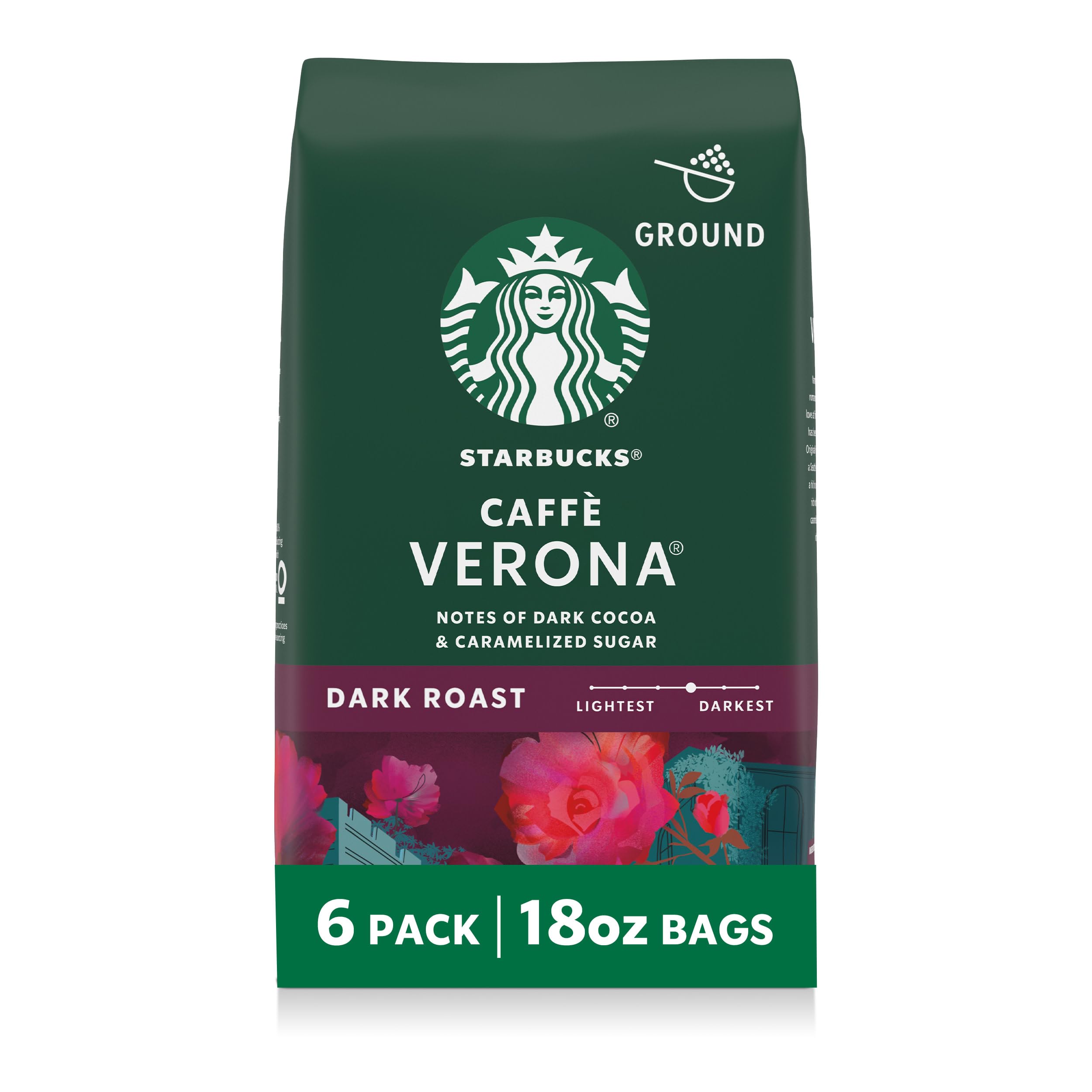Amazon.com : Starbucks Ground Coffee Caffè Verona Dark Roast, 6