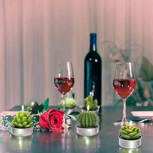Miniatura 4 de Lawei Paquete de 18 velas de cactus, delicadas velas de plantas suculentas hechas a mano, perfectas para decoración del hogar, velas, festivales,