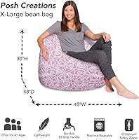 Vista 186 de Posh Creations - Puff para niños, adolescentes y adultos, incluye funda extraíble y lavable a máquina, tamaño grande de 38 pulgadas, lona con diseño