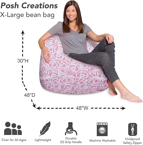 Miniatura 205 de Posh Creations - Sillón puff para niños, adolescentes y adultos, incluye funda extraíble y lavable a máquina, grande de 38 pulgadas, piel de conejo