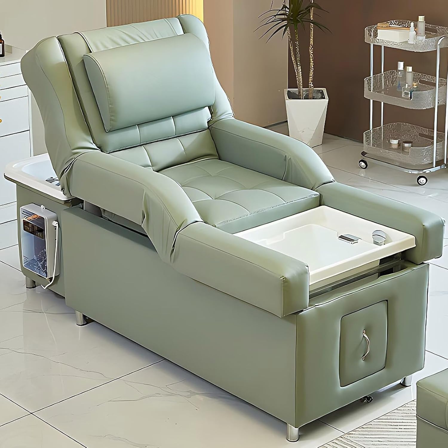 Szampon do salonu, wyposażenie spa na głowę, tajska tacka na szampon z obiegiem wody, dymowaniem, podgrzewaczem wody, regulowaną wysokością i nachyleniem, do salonu kosmetycznego, nakrycia głowy
