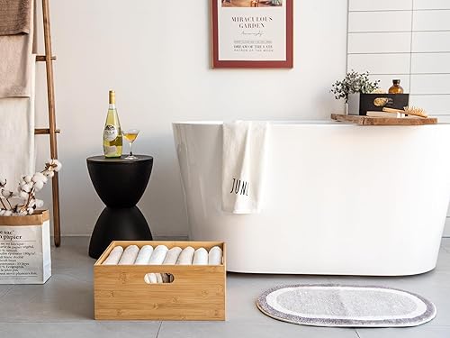 Miniatura 6 de StorageWorks Organizadores de bambú para estantes, contenedores de almacenamiento de bambú hechos a mano para aperitivos, especias o bebidas, cajas