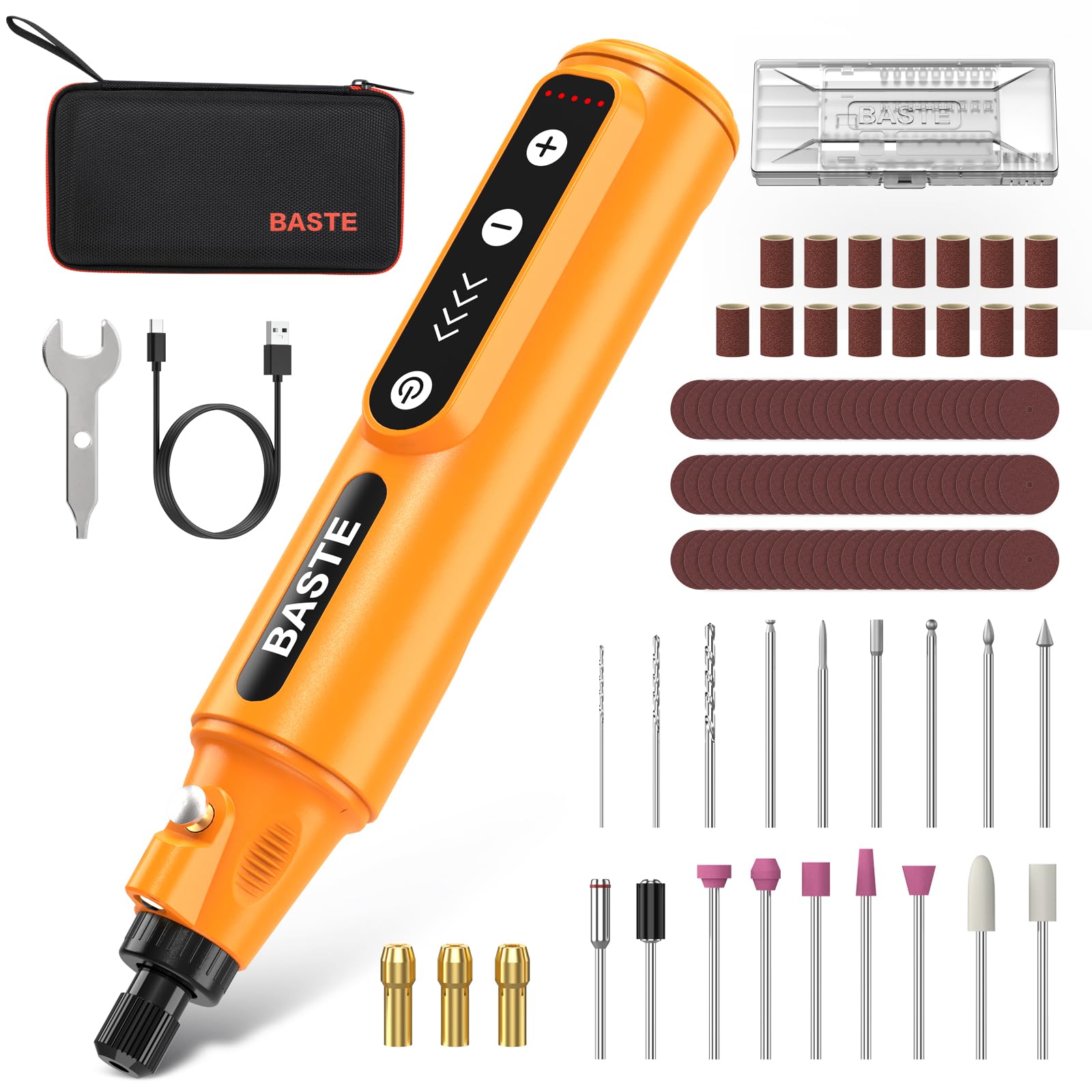 BASTE Mini Cordless Rotary Tool Kit 4V, 5-Speed 18000RPM Rotary Tool with LED Light and 109 Accessories, Type-C Charging Power Rotary Tool for Sanding, Polishing, Engraving, Drilling, DIY Crafts