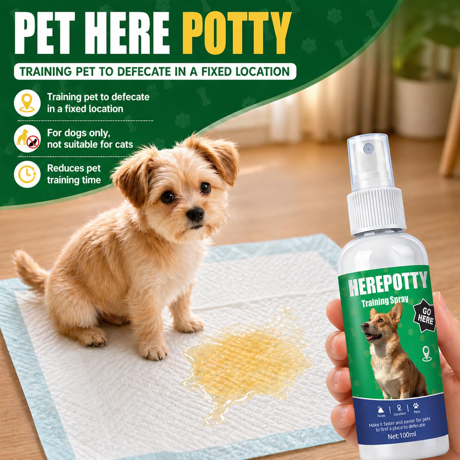 Dog Potty Training Spray for Dogs & Puppies, No-Go Spray & Here Potty Training Spray, Puppy Potty Training Aid for Housebreaking, Safe Gentle Formula, Natural Indoor & Outdoor Use, 3.4Floz 2Pcs — view 4