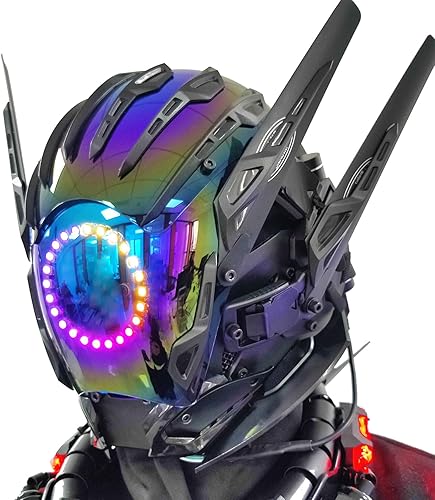 Miniatura 2 de Máscara LED punk cosplay para hombres, máscara de Halloween para fiestas y festivales de música