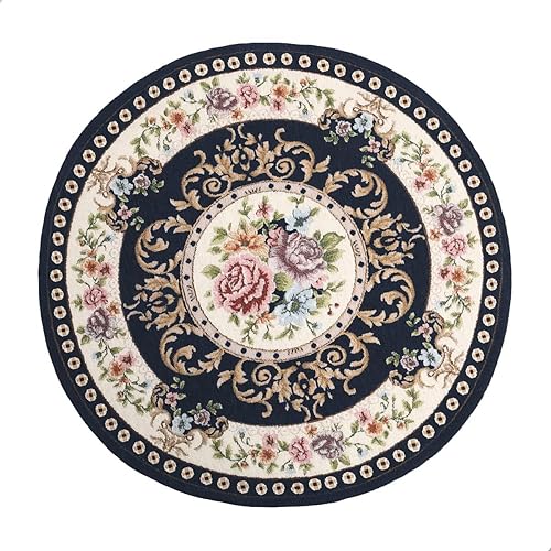 Tyrafry Alfombra redonda floral de 2.6 pies, clásica, antideslizante, lavable a máquina, alfombra de cocina sostenible, alfombra tradicional para