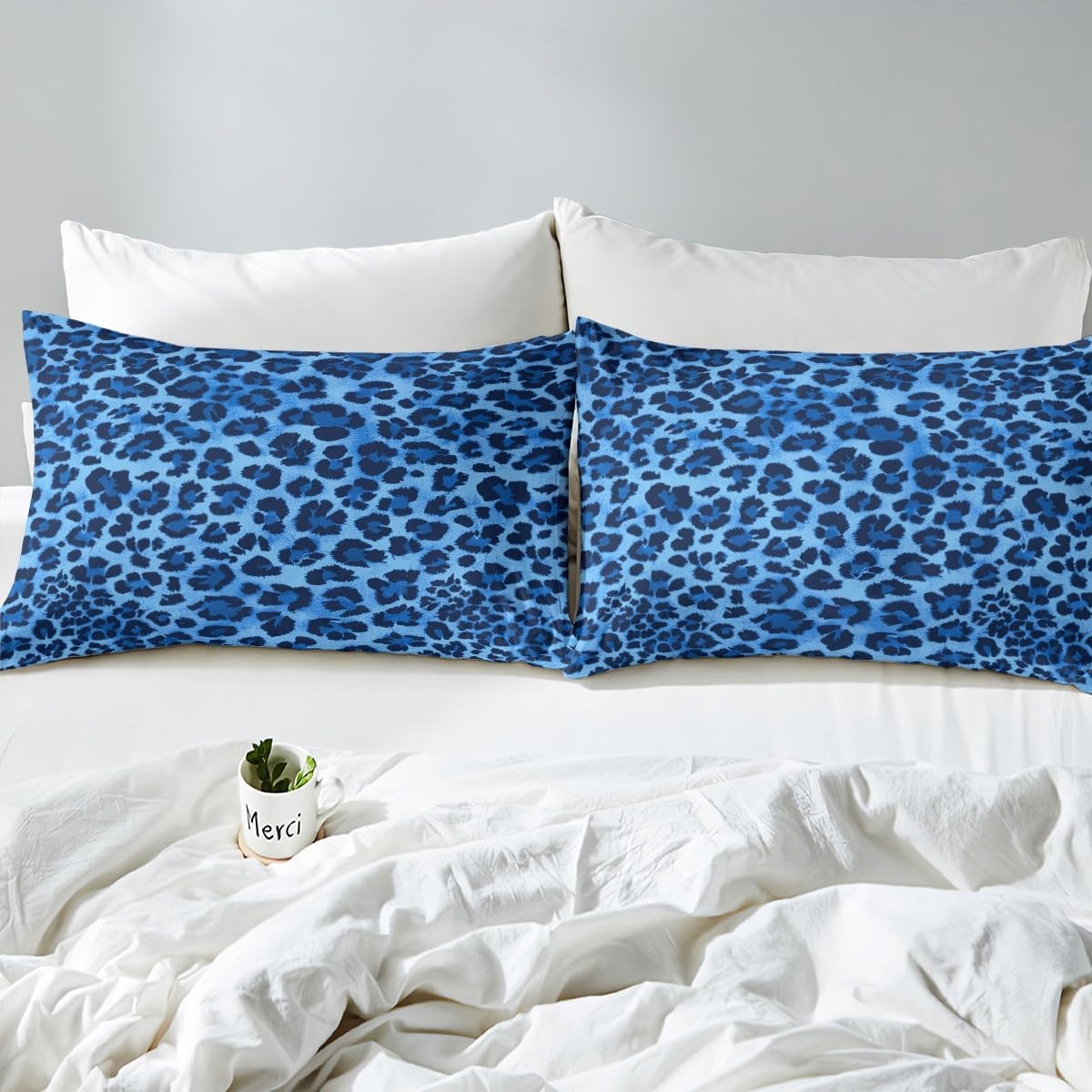 Feelyou Animal Print Bedding Duvet Cover Set Queen Size Blue Leopard Bedding Set for Kids Boys Girls Decor Cheetah Comforter Cover Set Microfiber Safari Bedspread Cover Bedroom Zebra Bedclothes