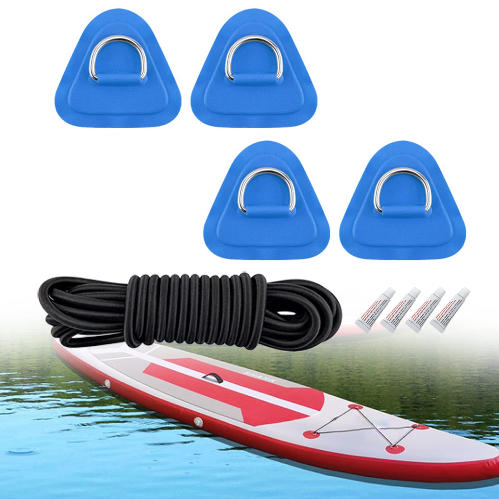 Ifundom 2 Parches Adhesivos De Anillo En D Para Canoa – Acero Inoxidable, Para Kayak, Remolque O Lona (14x14 Cm)