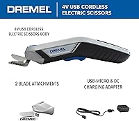 Vista 2 de Dremel 4V Cordless Electric Scissors with USB Rechargeable Battery and Two Blade Attachments - Ideal for Cutting Cardboard, Fabric, and Paper
