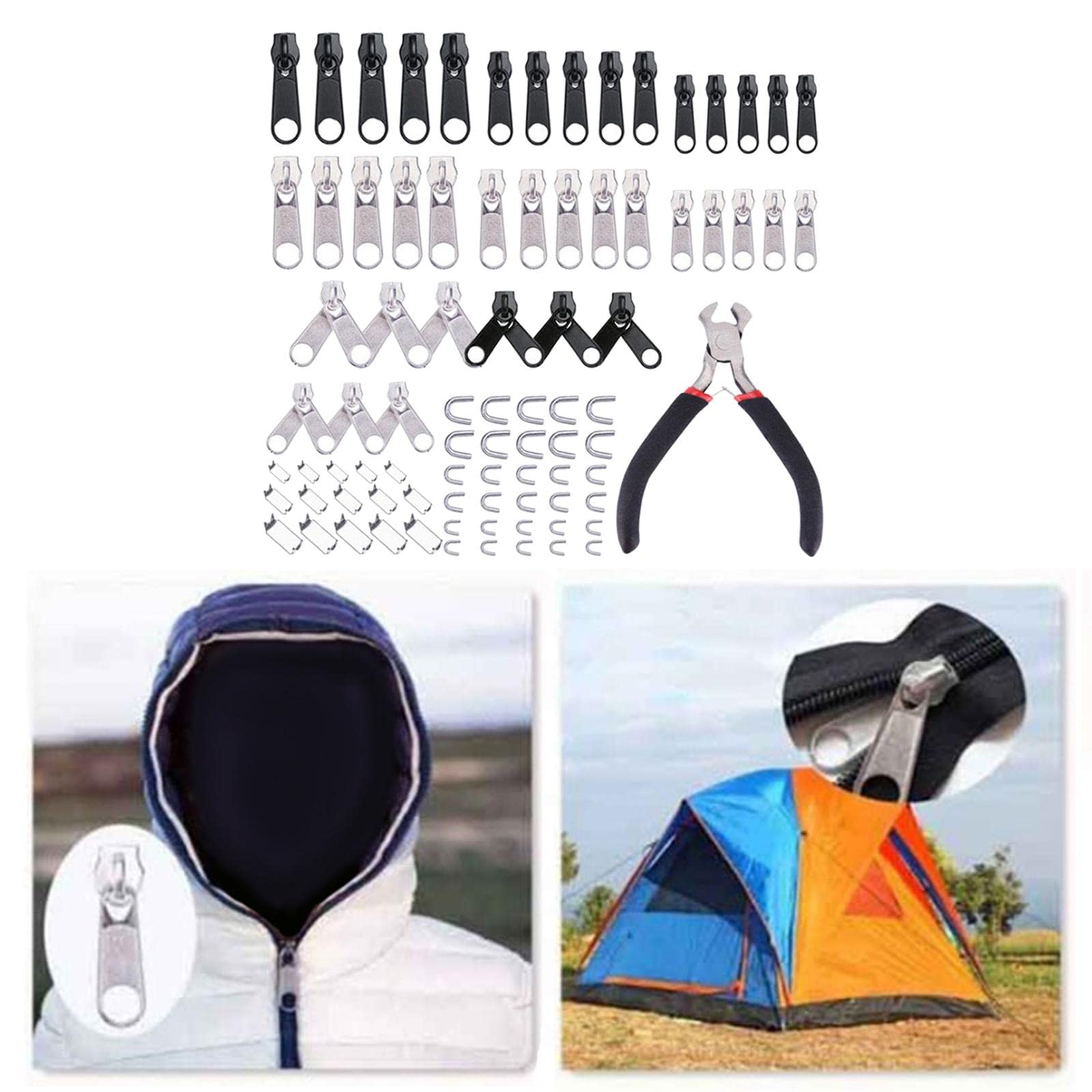 Kit de reparación de cremallera de 85 piezas, repuesto de tirador de cremallera, accesorios de tirador de cremallera (juego de 10)