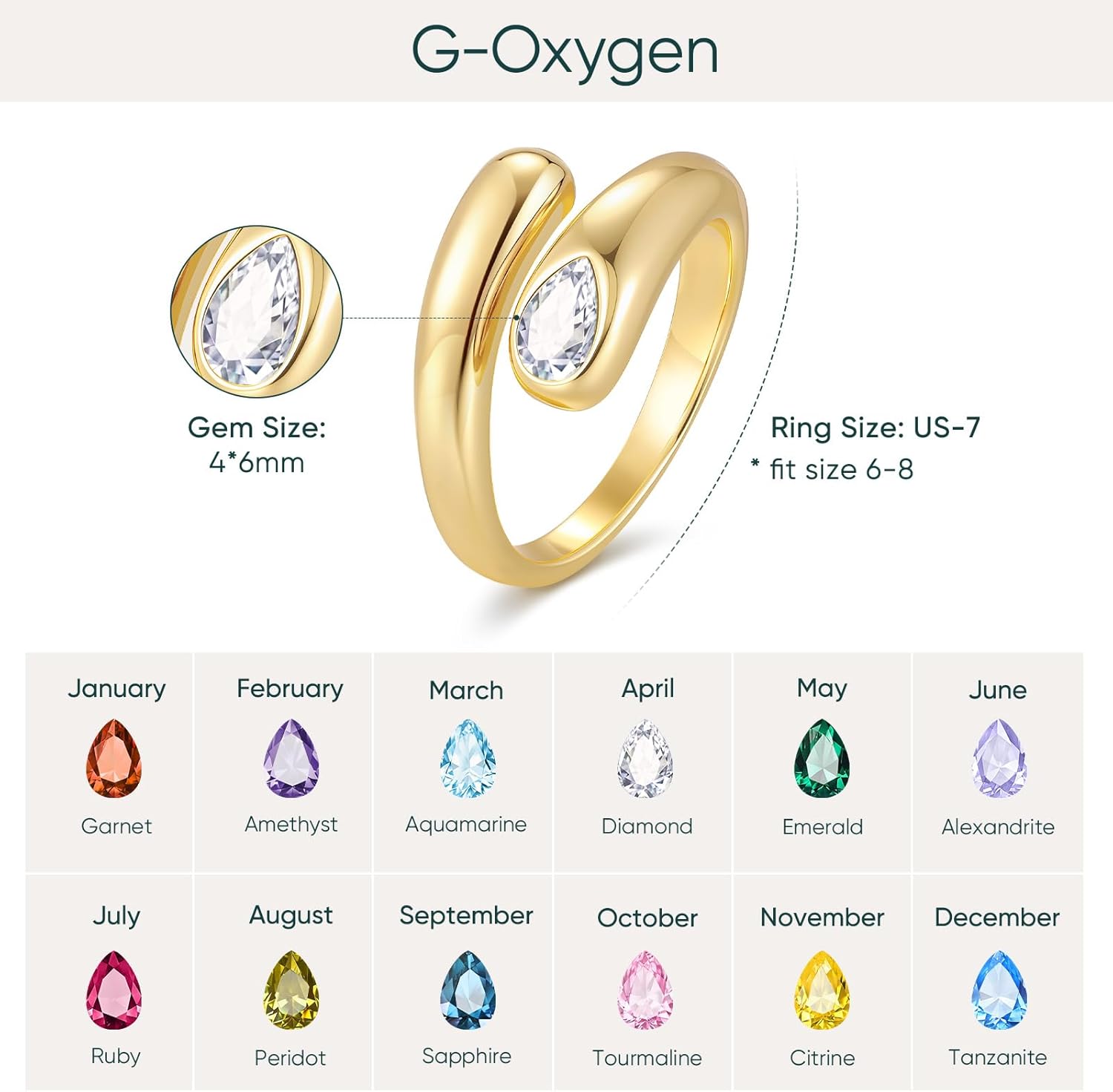 Goxygen Gold Chunky Ring for Women - 14k Gold Plated Adjustable Open Statement Rings Teardrop Cubic Zirconia Trendy Stackable Band Rings Jewelry Gifts for Her - Image 4