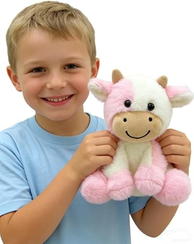 Miniatura 3 de Animales de peluche de vaca de peluche suave linda muñeca de vaca para niños y niñas 11.8 pulgadas (zuo NIU qian fense 11.8 in)