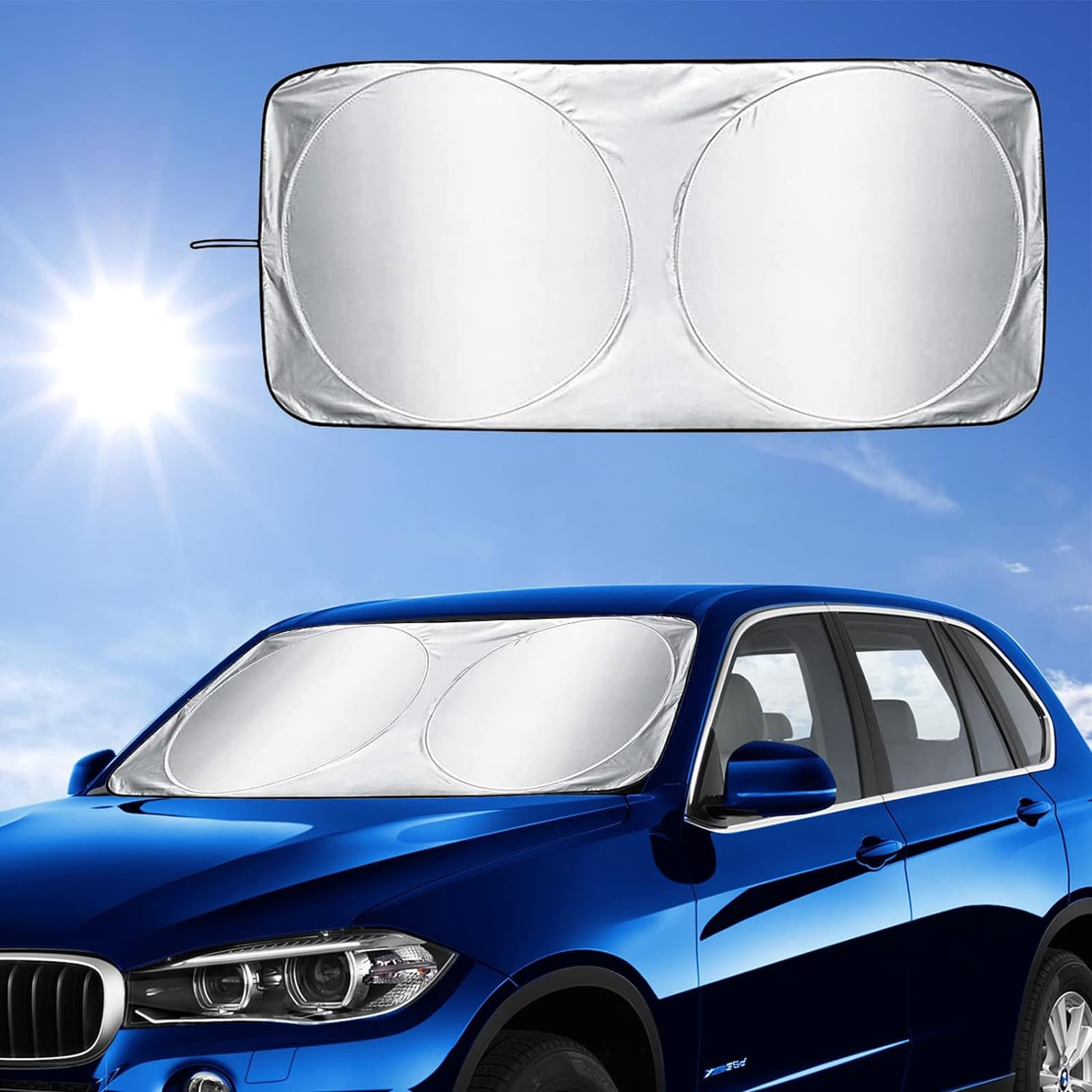 Car Windshield Sun Shade for Hummer H2 2003-2007, Foldable Front Window Sunshade Windscreen Sun Shield Blocks UV Rays Heat Insulation Keep Vehicl Cooler Car Accessories,G/190 * 90cm