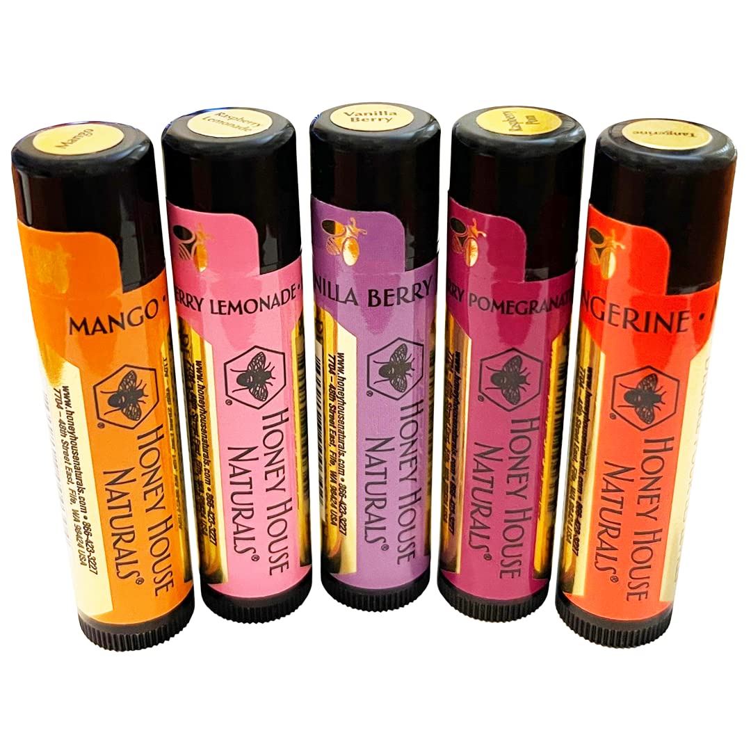 Lip Butter Gift Set – Rich & Anti-Aging – All Natural Ultra Moisturizing Lip Butter Infused with Essential Oils - 5 Piece Set - Made in the USA