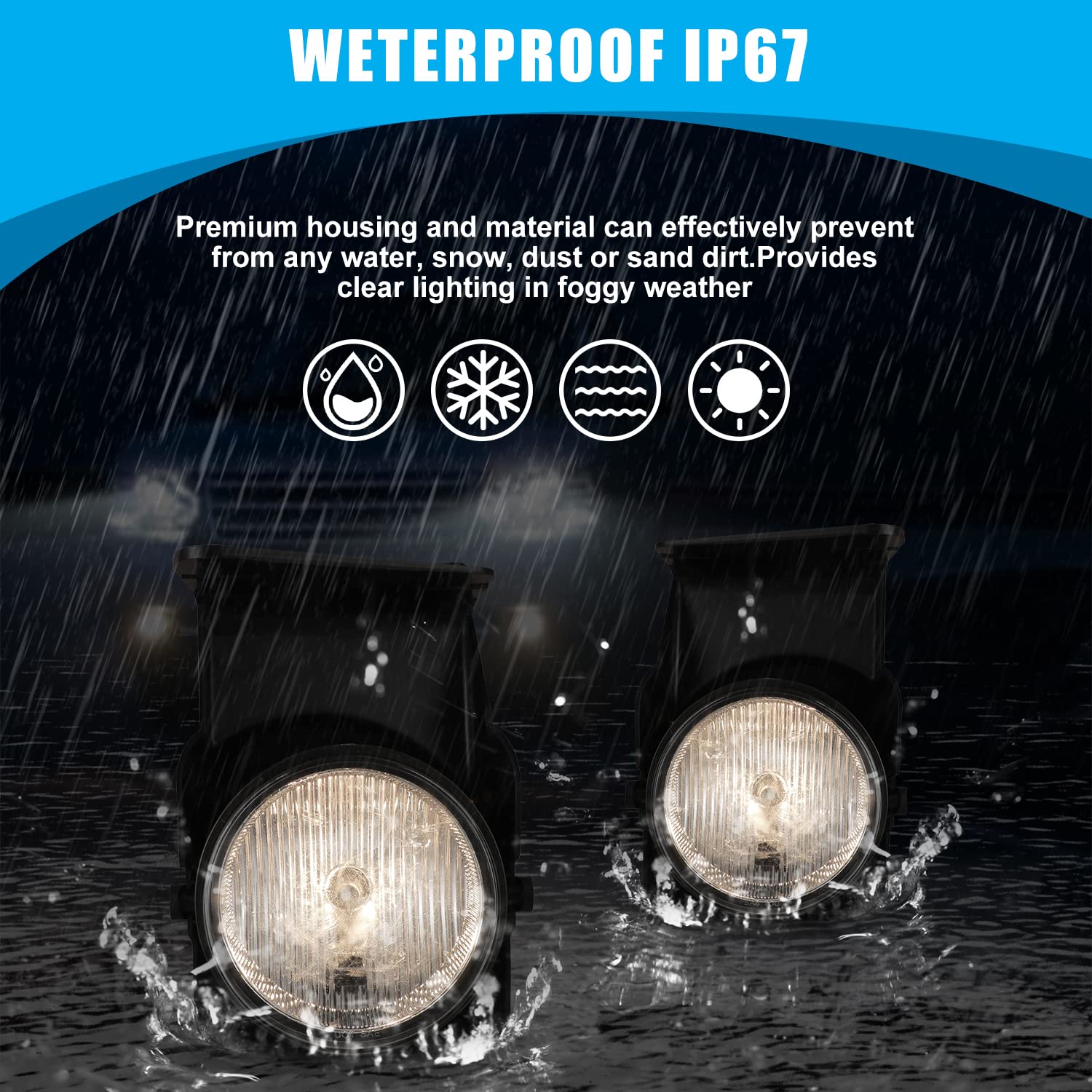 CPW OEM Fog Lights Fit For 2003-2006 GMC Sierra 1500 2500 3500, Driver & Passenger Driving Fog Lamps Fit For 2007 GMC Sierra 1500 2500 3500 Classic (Black Housing Clear Lens)