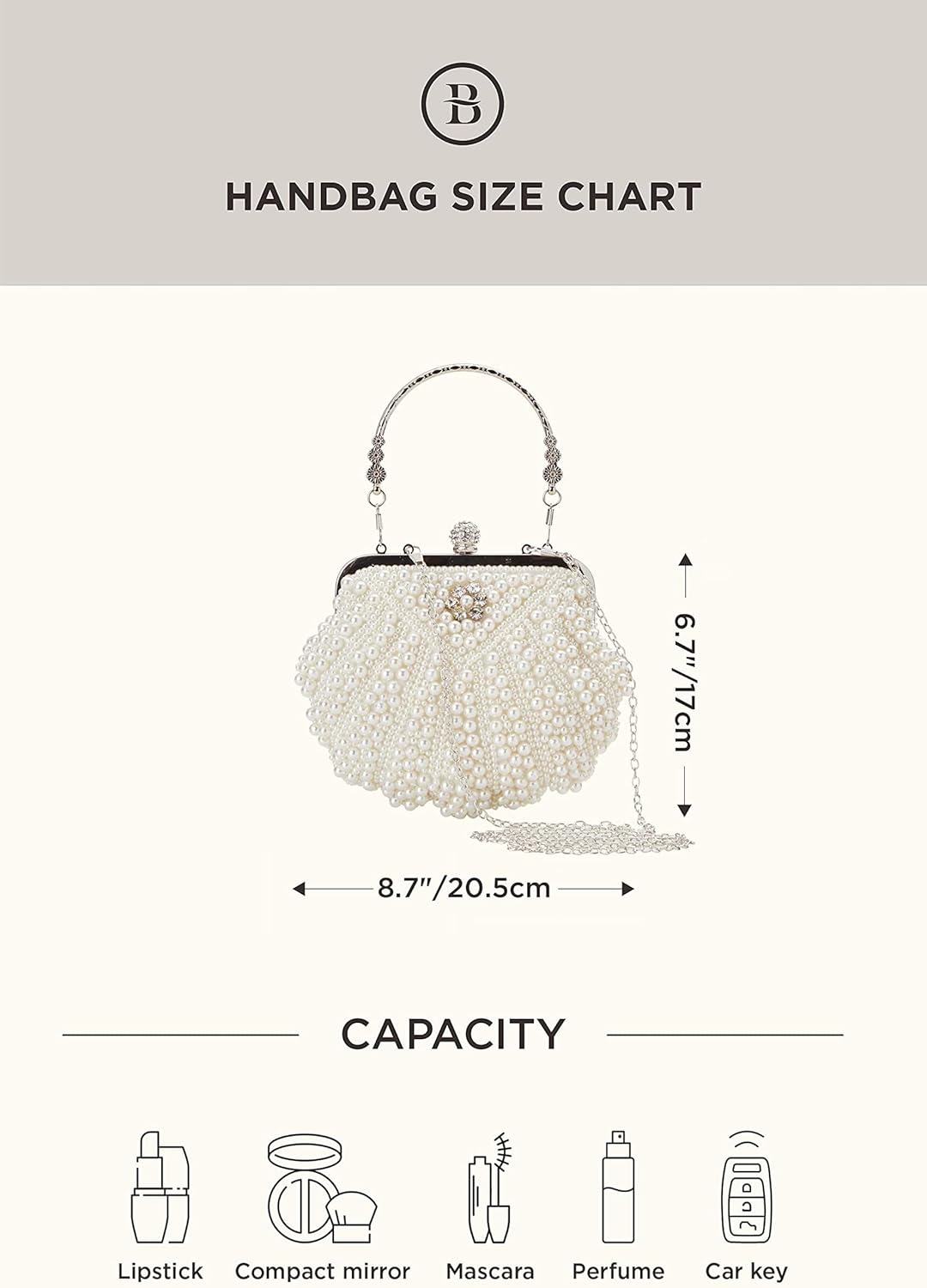 BABEYOND Women's Pearl Clutch Purse - Bucket Beaded Bridal Evening Bag with Inner Bag for Party Wedding - Image 7