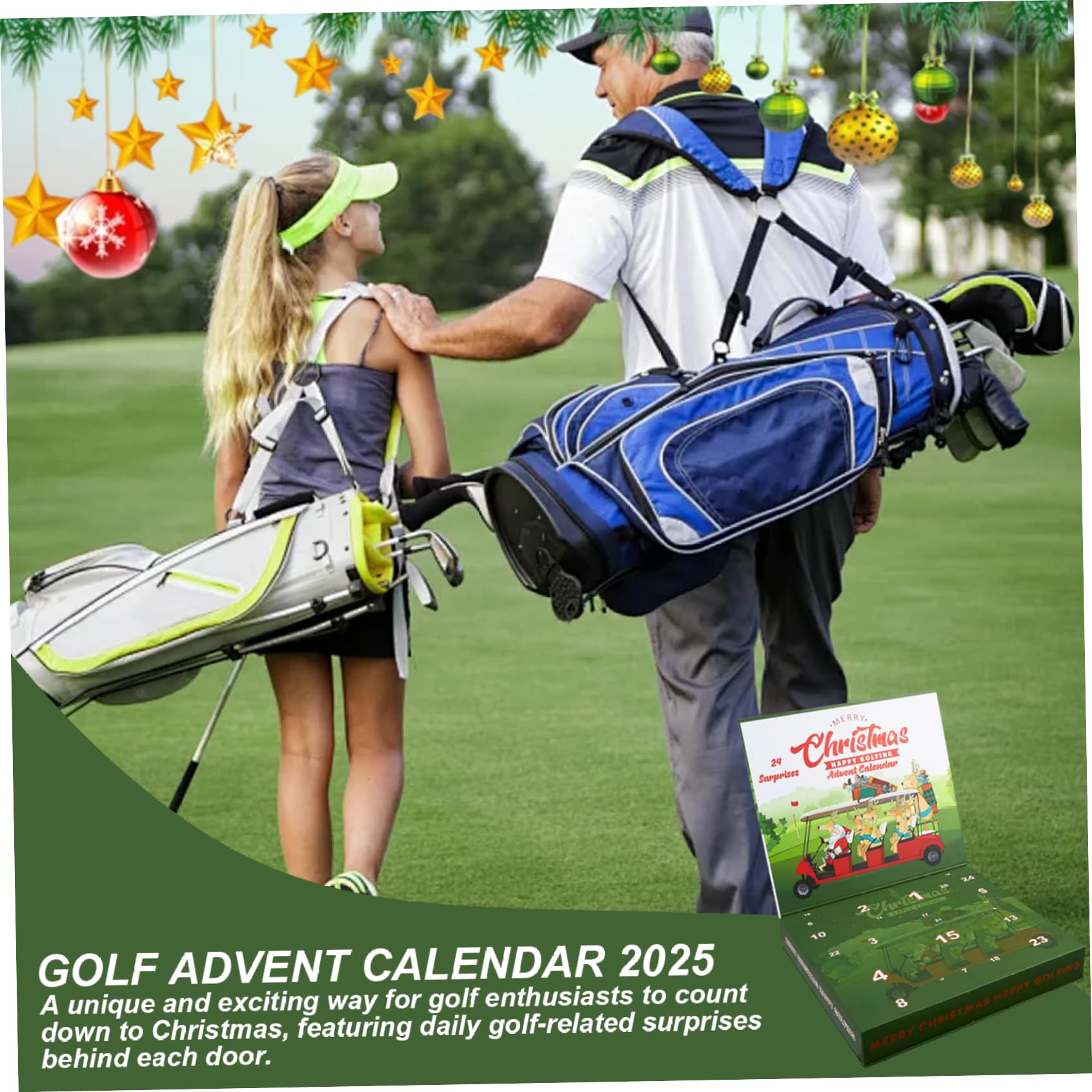 Calendario de Adviento de Golf 2025, 24 días, accesorios y herramientas de golf, calendario de cuenta atrás navideña, conjunto para marido, papá, novio, amantes, sorpresas navideñas, decoracione