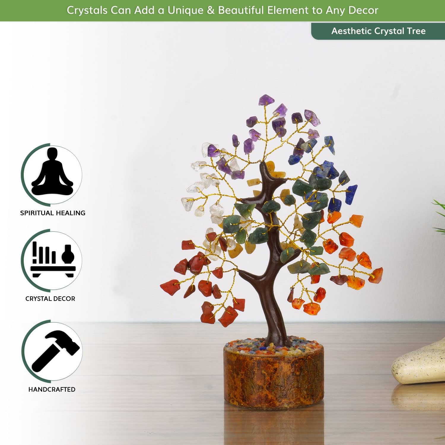 NARIBABU 7 Chakra Tree Gemstone Decor, Feng Shui Money Crystals, Crystal Tree for Positive Energy, Energy Stones, Spiritual Gifts - Image 6