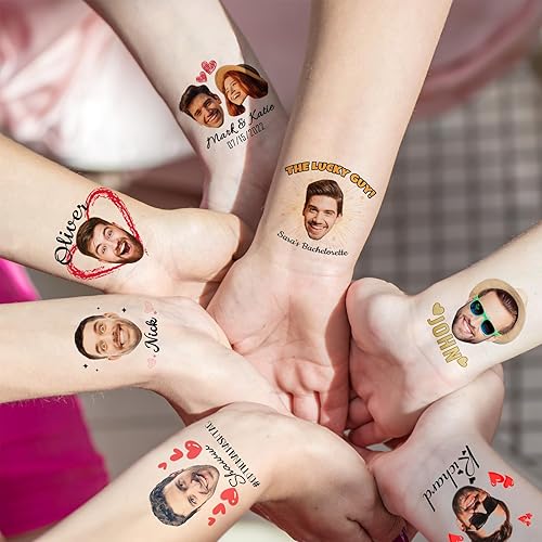 Miniatura 3 de YESCUSTOM Tatuajes temporales personalizados con foto, tatuaje facial personalizado con logotipo para adultos, parejas, mujeres, hombres, tatuajes