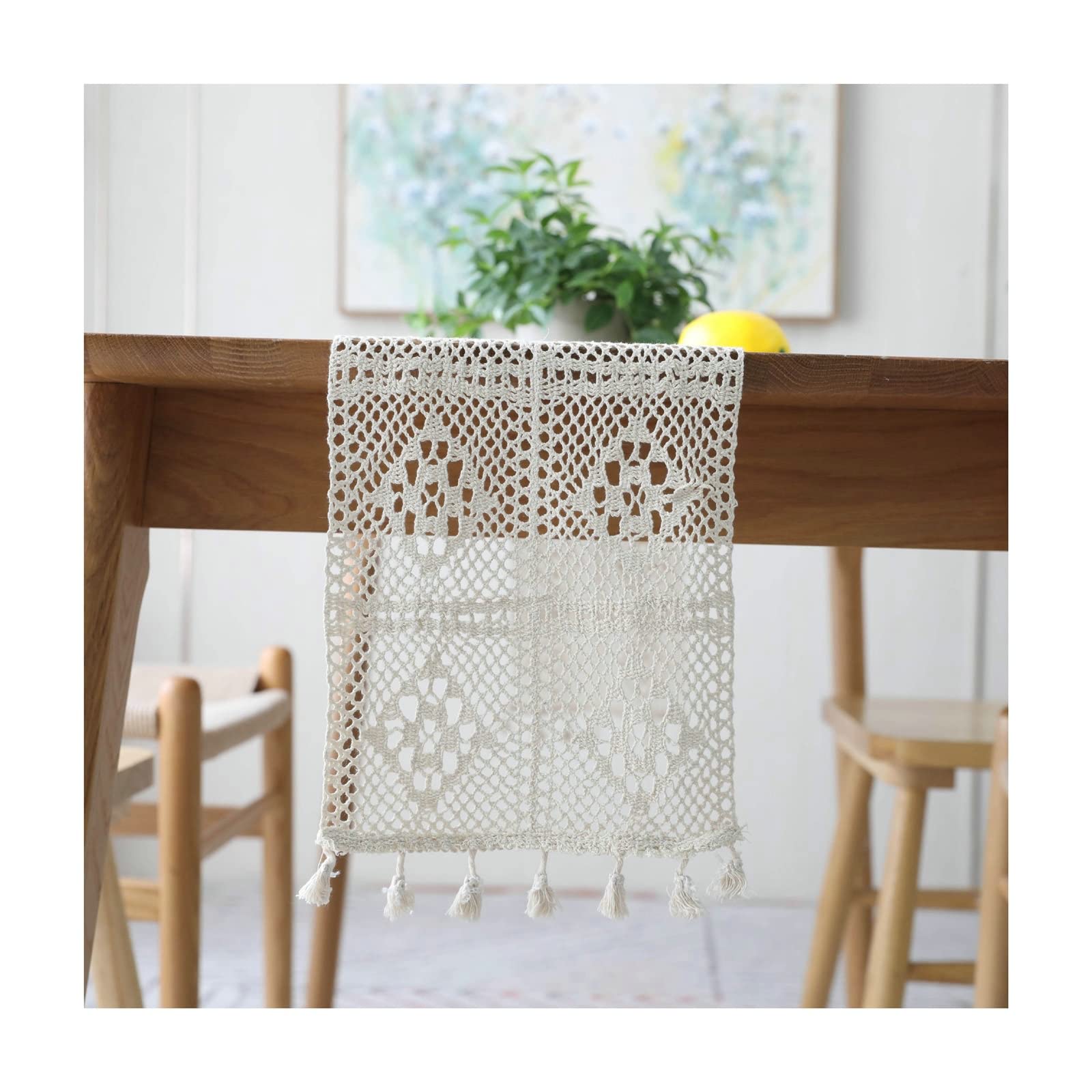 Chemin de table de mariage en dentelle blanche déco table longue - 8