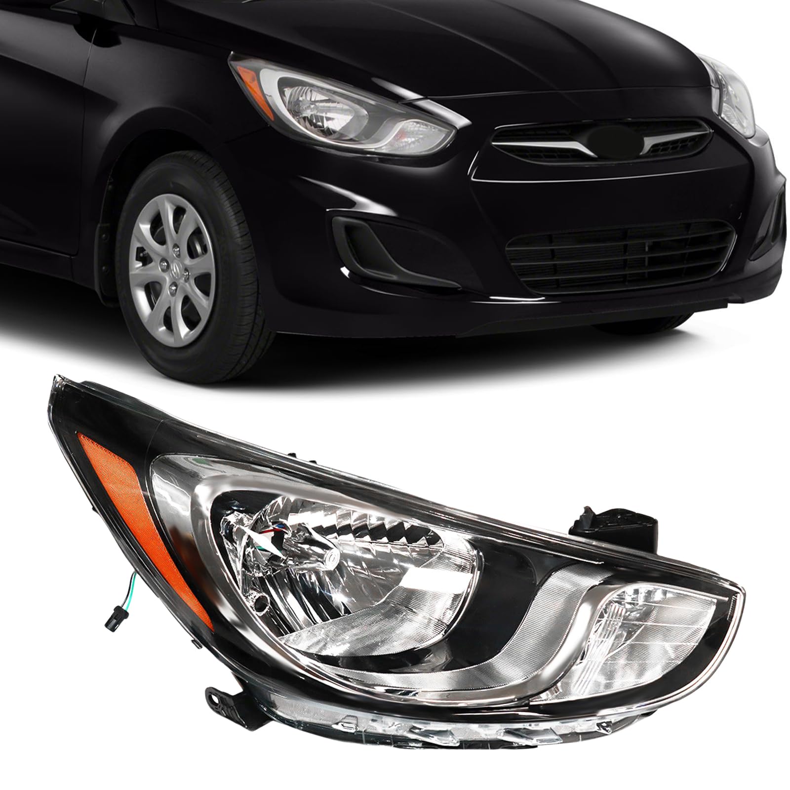 Amazon.com: PIAOYUE For 2012 2013 2014 Hyundai Accent Sedan Halogen ...