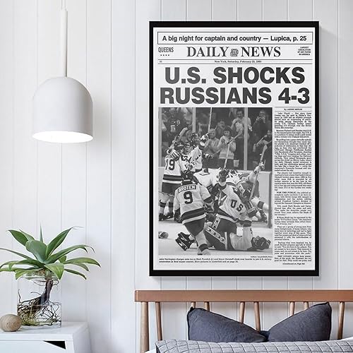 Miniatura 4 de FOLIUMK 1980 - Póster olímpico de milagro de hockey sobre hielo, hace la portada del periódico y crea un milagro en el icastílo, 12 x 18 pulgadas