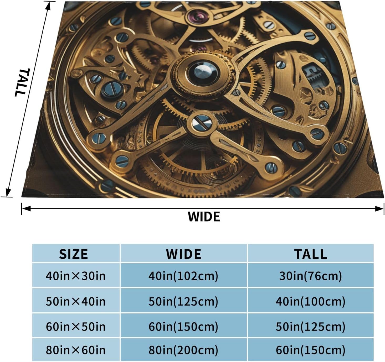 Cool Steampunk Gears Fleece Blanket 50"x40" Lightweight Warm Throw Blanket for Bed Couch Cozy Air Conditioning Quilt All Seasons Decorative Fuzzy Blankets Gifts for Women Men image 4