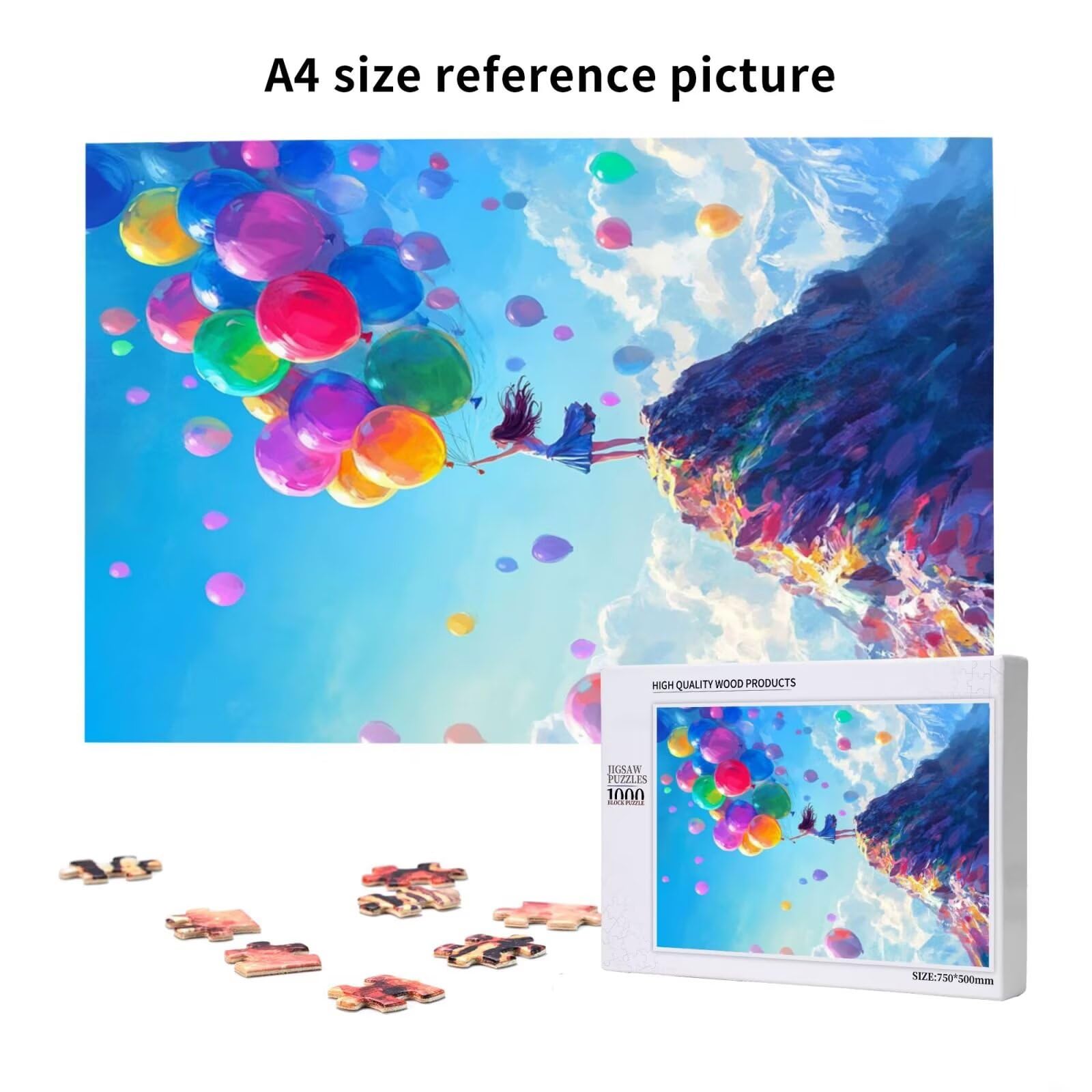 Puzzles Paisaje 1000 Adultos, Puzzle Globo con Cajas y Cartel, Juego Clásico de Puzzle Arte para Entretenimiento Adultos, Regalos de Decoración del Hogar para Pasatiempos Creativos de Mujeres 2T-1348