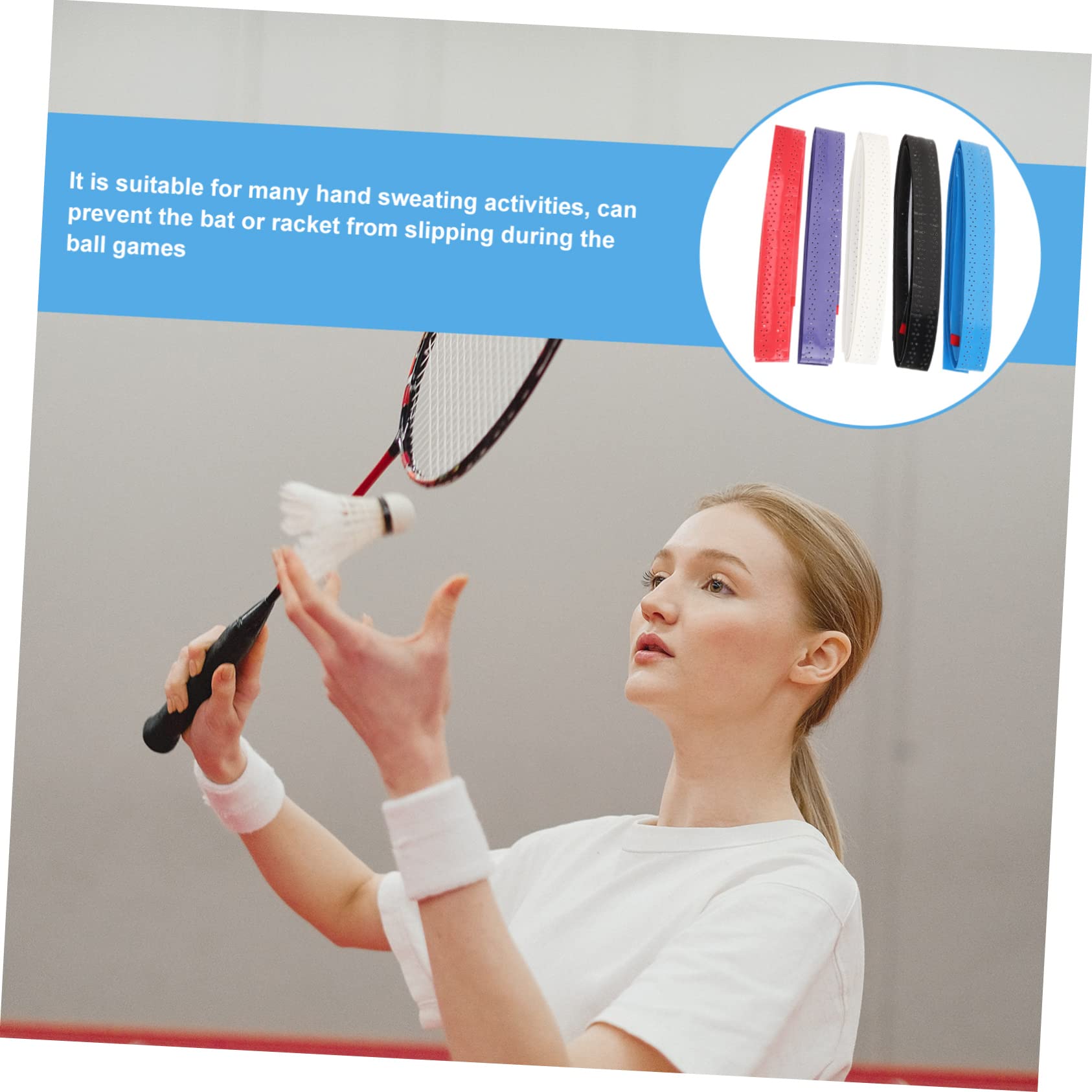 SUPVOX 5 Set Cinturino per Racchetta da Badminton Impugnature Navetta da Badminton Bandalette Racchette Tennis Cintura Avvolgente per Racchette Racchetta Sull'impugnatura Eva 5 Pezzi * 5