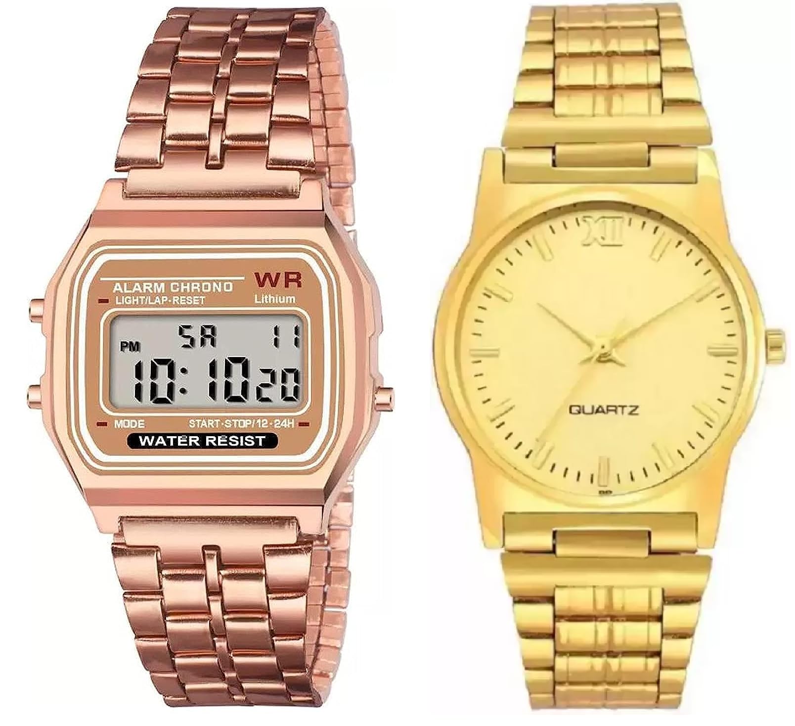 SELLORIA Brand Digital and Analog Colours Vintage Square and Round Dial Combo Unisex Wrist Watch for Men Women Pack of 2 Mens Combo (Rose Gold) (B0CGXDZSLM) Amazon Price History, Amazon Price Tracker